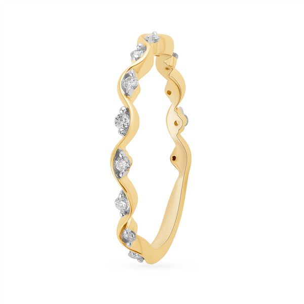 14K Diamond Wave Stackable Wedding Band