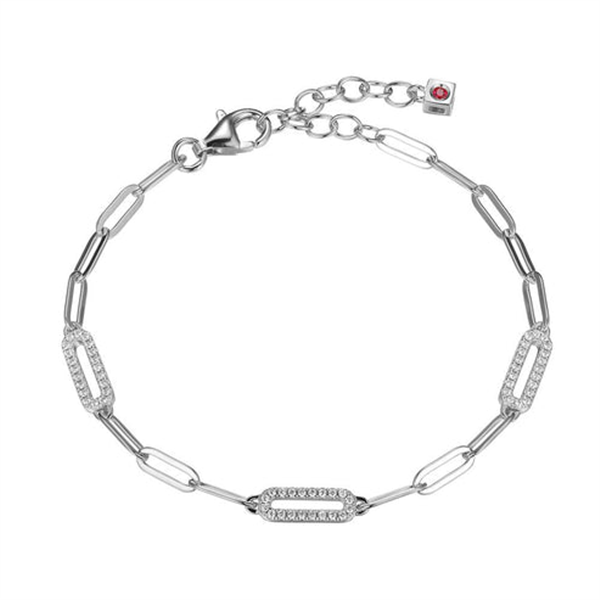 Sterling Silver CZ Paperclip Link Bracelet