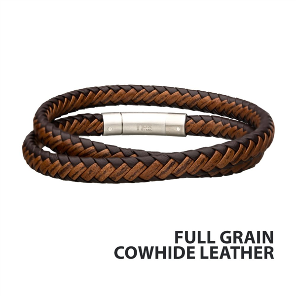 Dark & Light Brown Cowhide Leather Bracelet