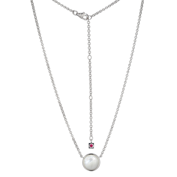 Sterling Silver Bezel-Set 10mm Mother of Pearl Necklace