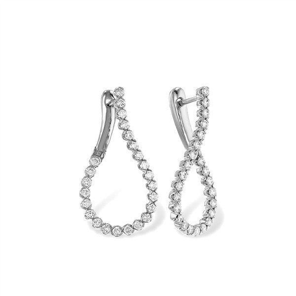 14K Front-to Back Curve Hoop 1.00ctw Diamond Earrings