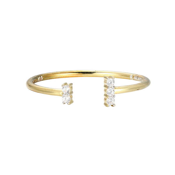 14K Gold Plated Split Bar Lab Grown Diamond Ring