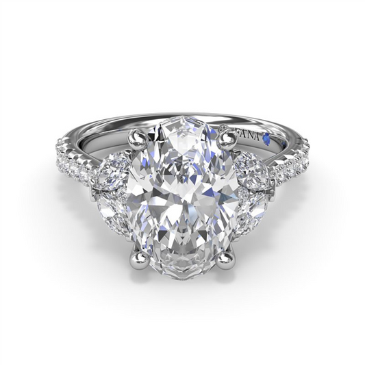 14K Marquise Accented Semi-Mount Diamond Engagement Ring