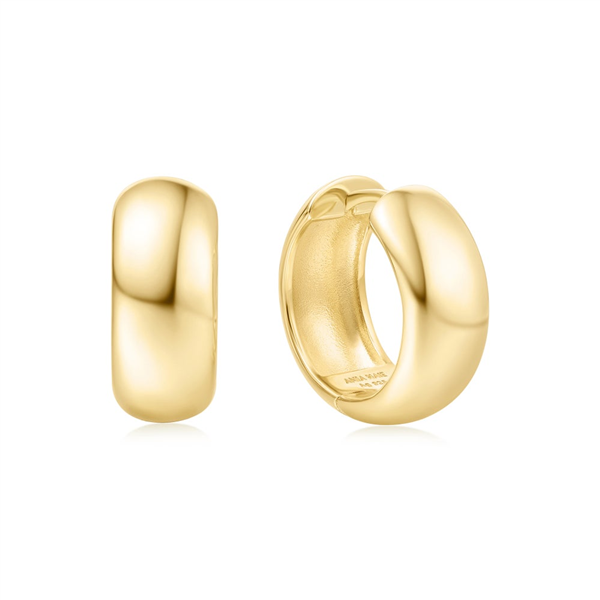 Gold Plated Domed Wide Huggie Earrings