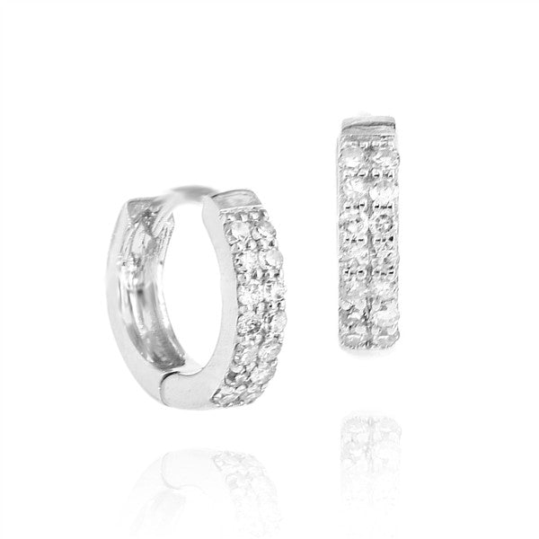 14K Diamond Double Row Hoop Earrings