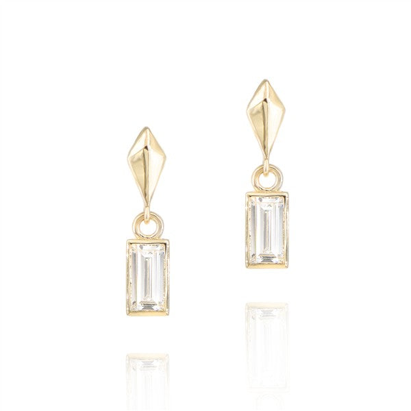 14K Baguette Diamond Dangle Stud Earrings