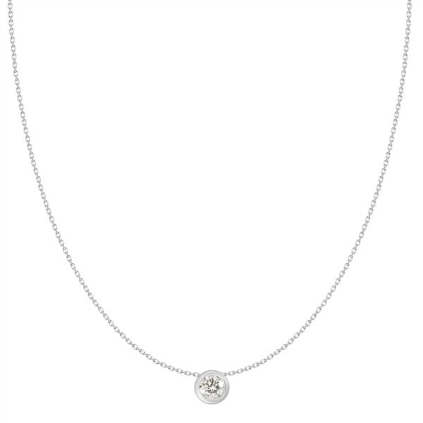 18 Karat White Diamond Bezel Necklace