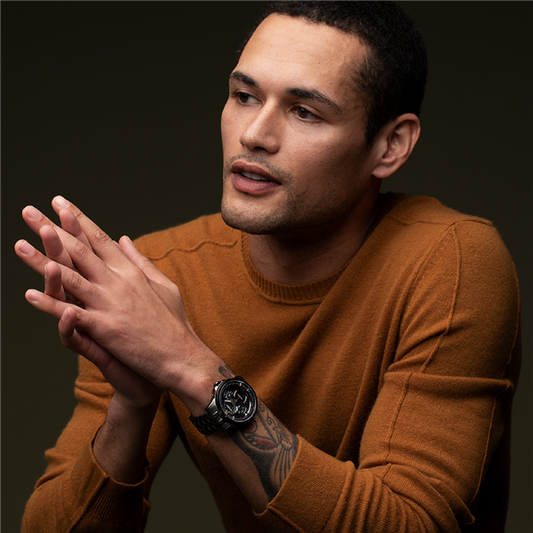 Citizen Eco-Drive Calendrier Moonphase Black Ion-Plated Stainless Steel Watch with Link Style Band