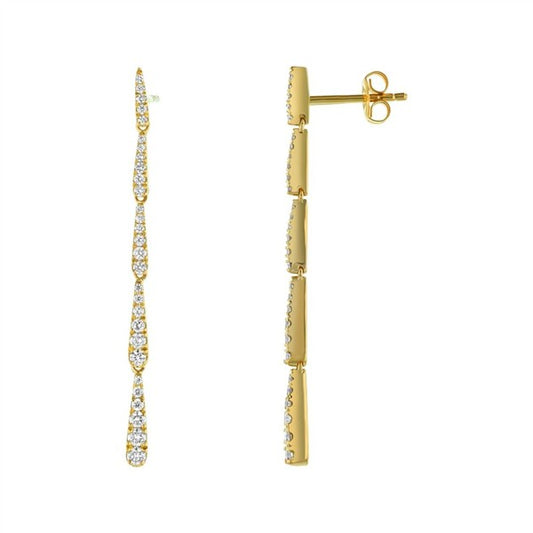 14K Graduated Diamond Dangle Earrings