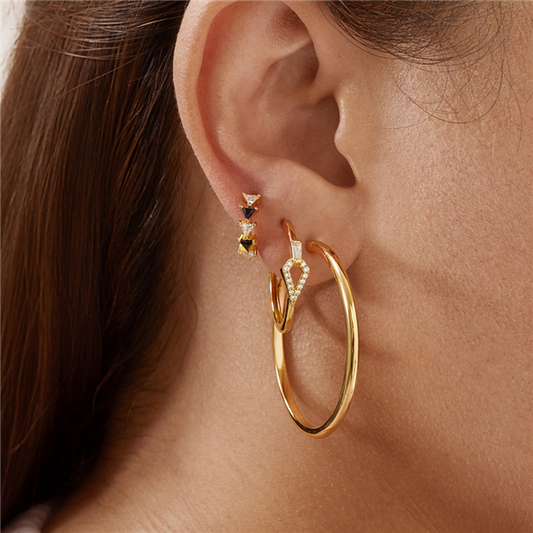 Sterling Silver 14K Gold Plated Large Hoop Earrings