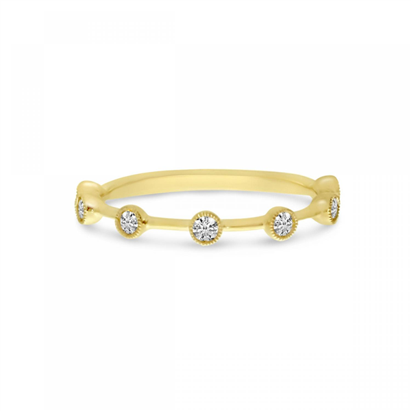 14K Spaced Out Milgrain-Set Stackable Diamond Band