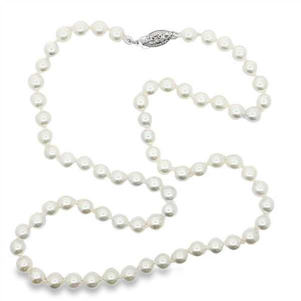 14 Karat White Pearl Akoya Single Strand