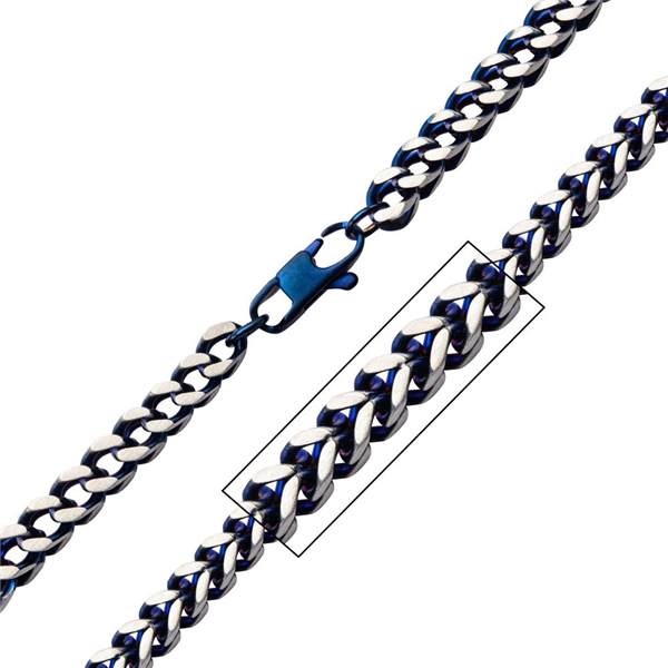 Blue Plated Stainless Steel Franco Chain
