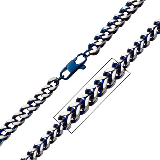 Blue Plated Stainless Steel Franco Chain
