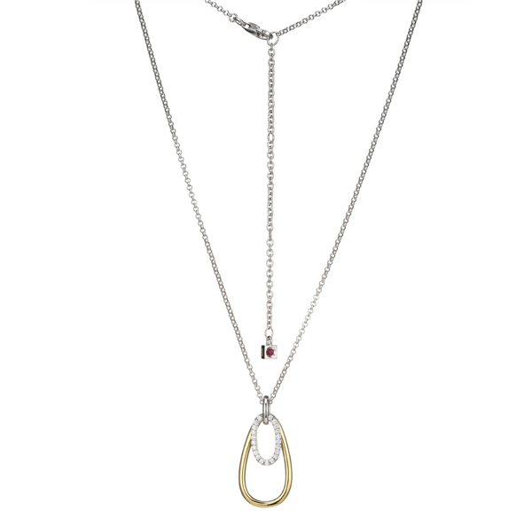 Two Tone "Circadia" CZ Drop Pendant Necklace