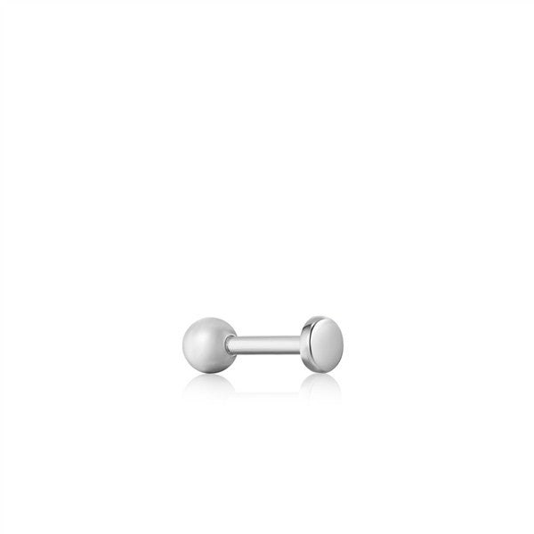 Sterling Silver Disc Single Barbell Stud Earring