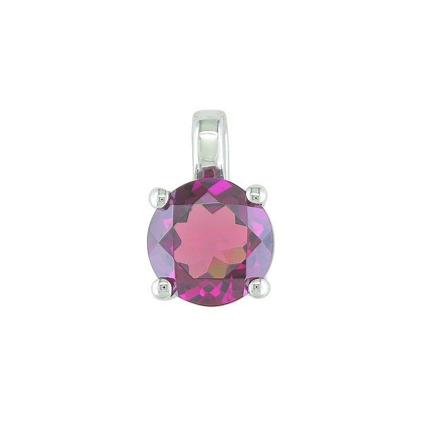 14 Karat White Gold Rhodolite Garnet Four Prong Pendant