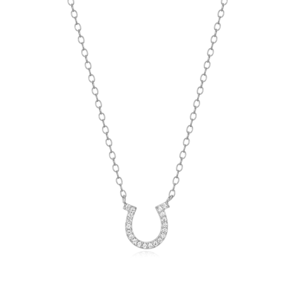 Sterling Silver Lab Grown Diamond Horseshoe Necklace