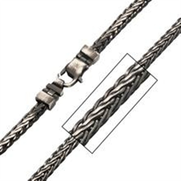 Antiqued Black Double Diamond Cut Spiga Chain Necklace