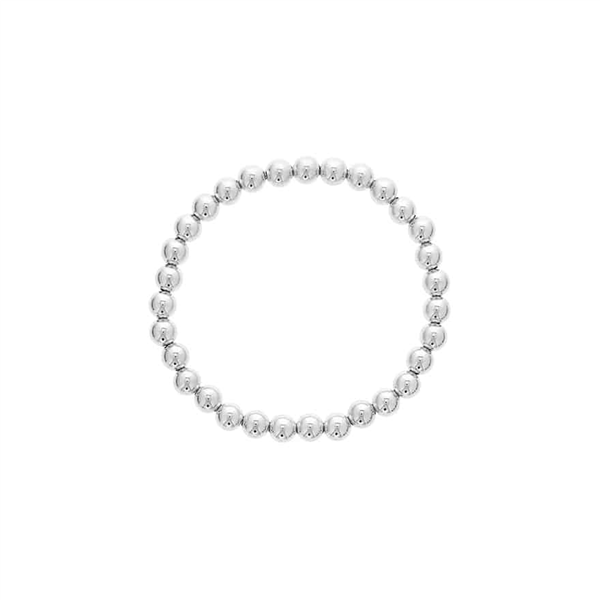 Sterling Silver White Tone Stretch Bead Bracelet