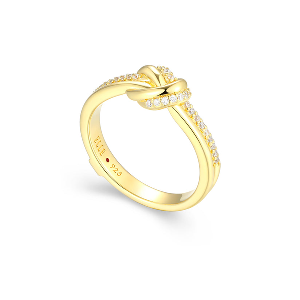 14K Gold Plated Pave CZ Knot Ring