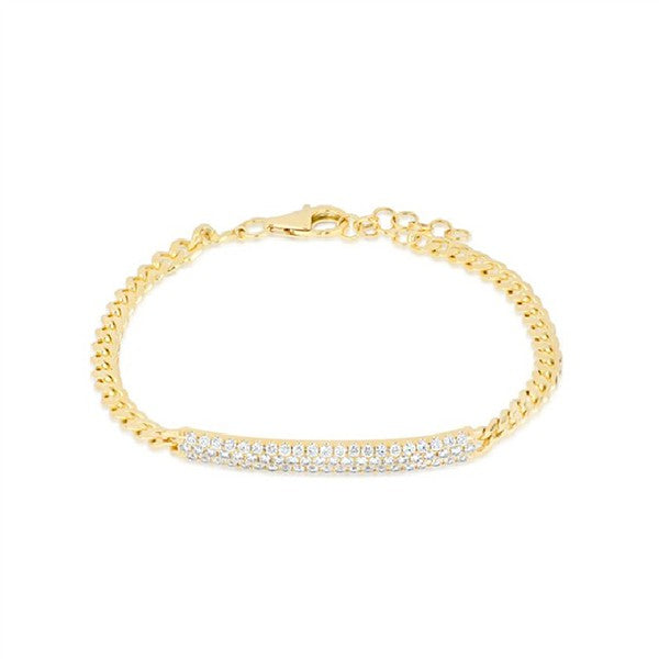 14K Pave Diamond Bar Curb Bracelet