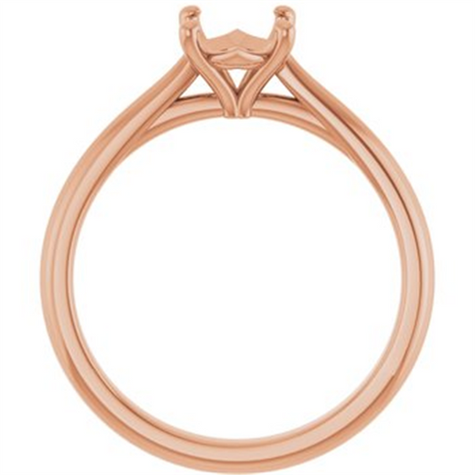 14K Rose Gold Oval Solitaire Ring Mounting
