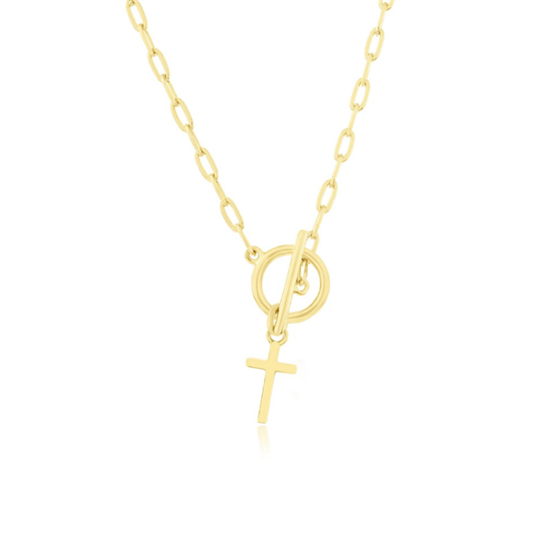 Gold Plated Toggle Cross Necklace