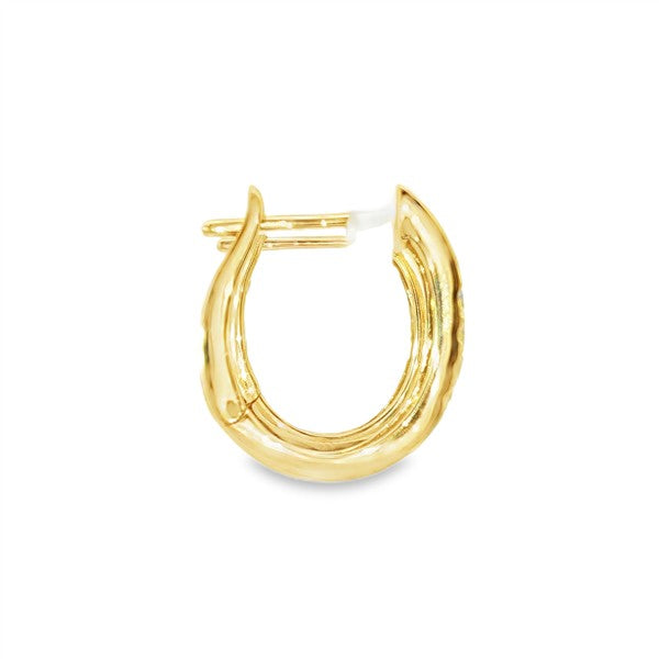 14K Scattered Flush-Set Diamond Wide Huggie Hoop Earrings