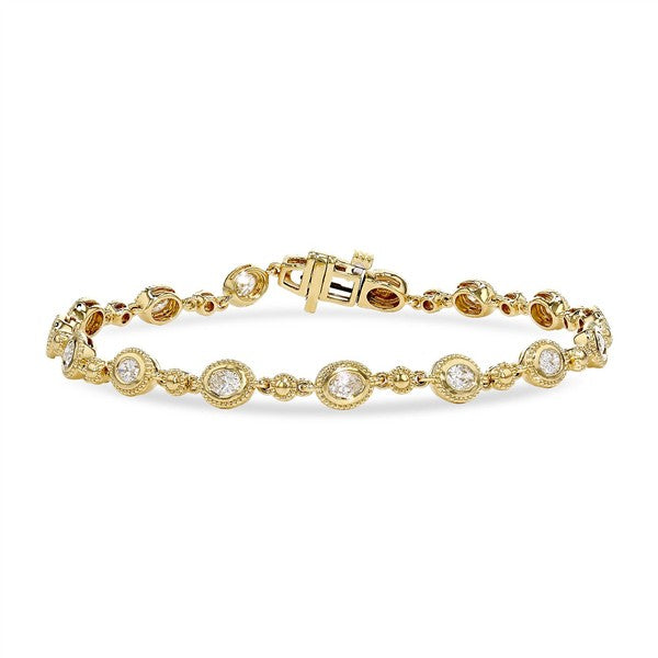 14K Milgrain Bezel Oval Diamond Bracelet