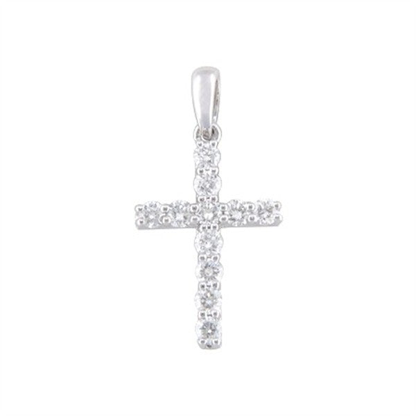 14K 1/2ctw Petite Diamond Cross Pendant