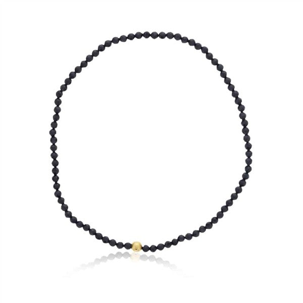 Mini Black Spinel Beaded Stretch Bracelet