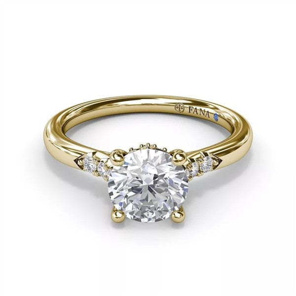 14K Yellow Gold Diamond Cathedral Semi-Mount Engagement Ring