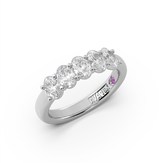 14K 5-Stone Oval Diamond Band