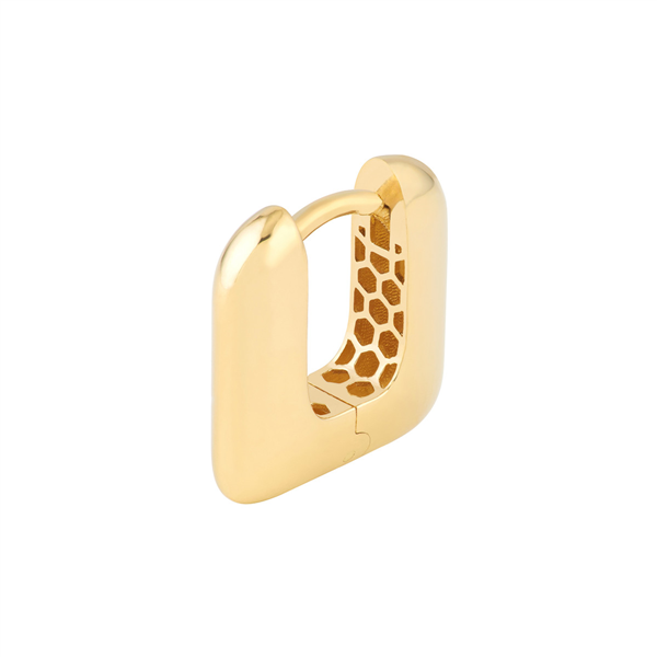 14K Rounded Square Huggie Earrings