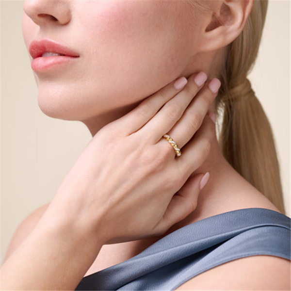 14K Gold Plated Twist Lab Grown Diamond Stackable Ring