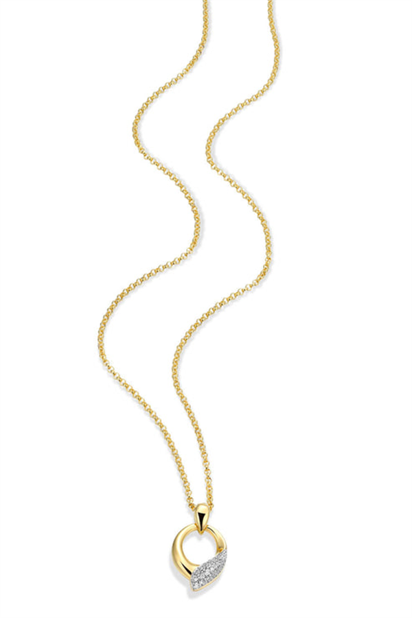 Yellow Gold-Plated "Amour" White CZ Necklace