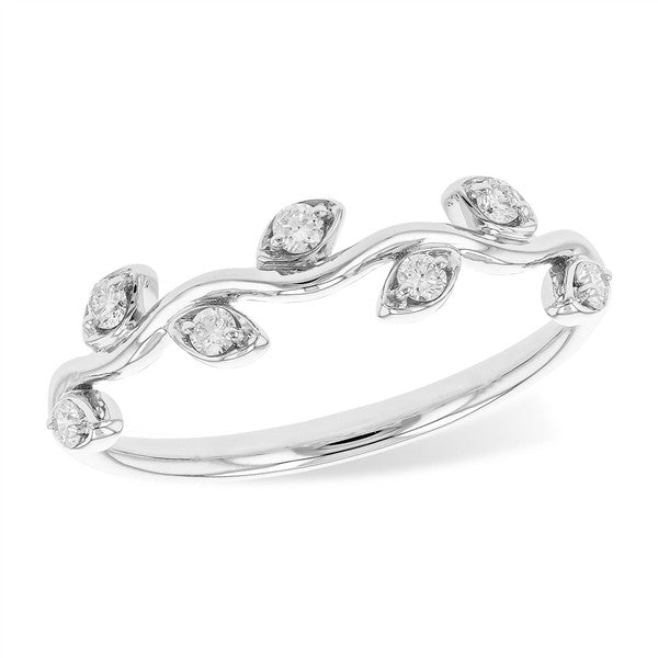 14K Diamond Leaf Wedding Band