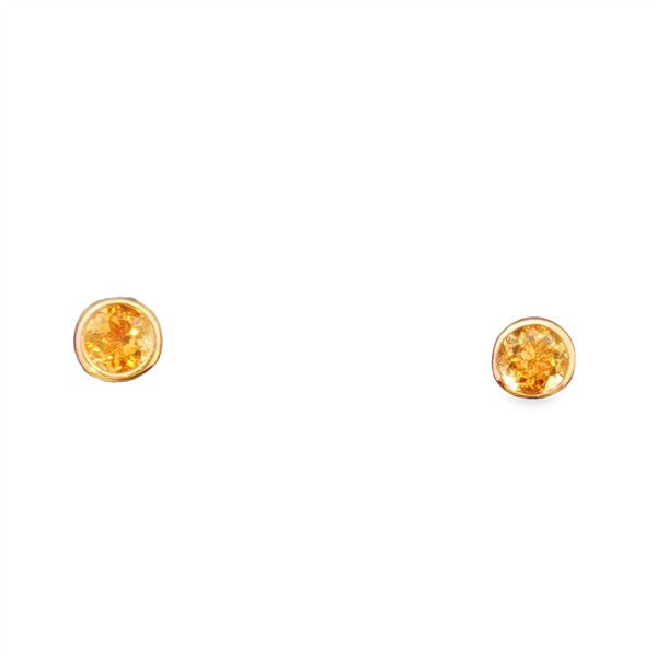 14K Citrine "November" Birthstone Bezel Stud Earrings