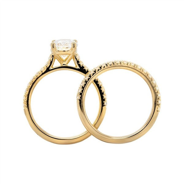 14K Oval Cathedral Diamond Semi-Mount Engagement Ring