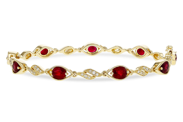 14K Elegant Link Oval Ruby Bracelet