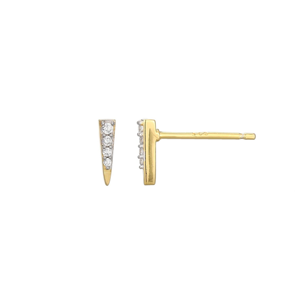 Gold Plated Dagger Pave Lab Grown Diamond Stud Earrings