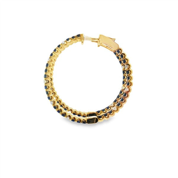 14 Karat Sapphire & Diamond Hoop Earrings