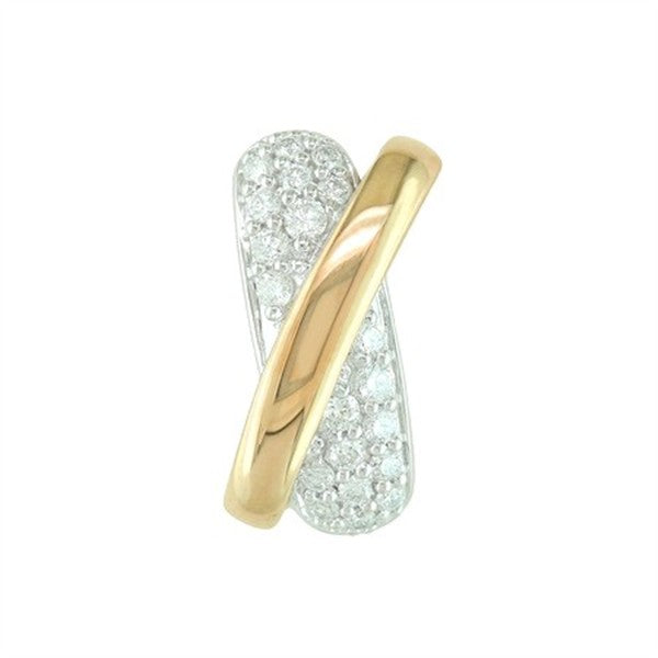 14K Two Tone Cross Over Diamond Pendant