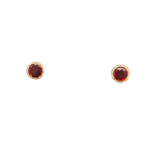 14K Garnet "January" Birthstone Bezel Stud Earrings