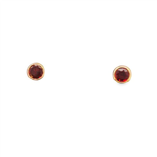 14K Garnet "January" Birthstone Bezel Stud Earrings