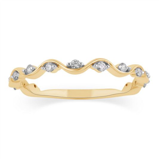 14K Diamond Wave Stackable Wedding Band