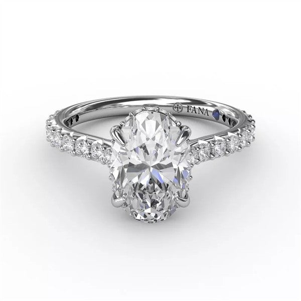 14K Classic Pave Hidden Halo Diamond Semi-Mount Engagement Ring