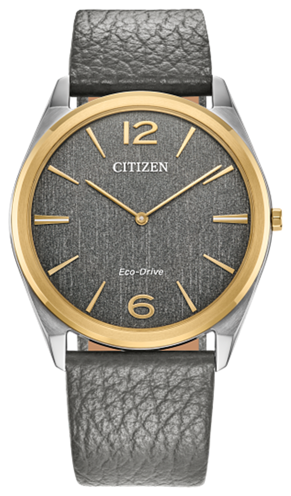 Citizen Gray Leather & Stainless Steel Watch