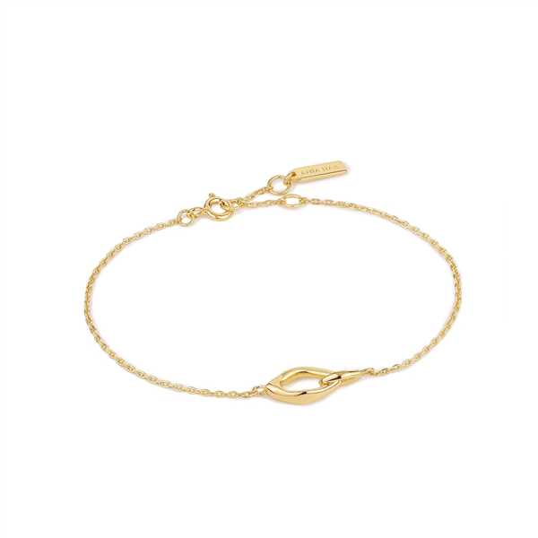 Sterling Silver Gold Wave Link Bracelet